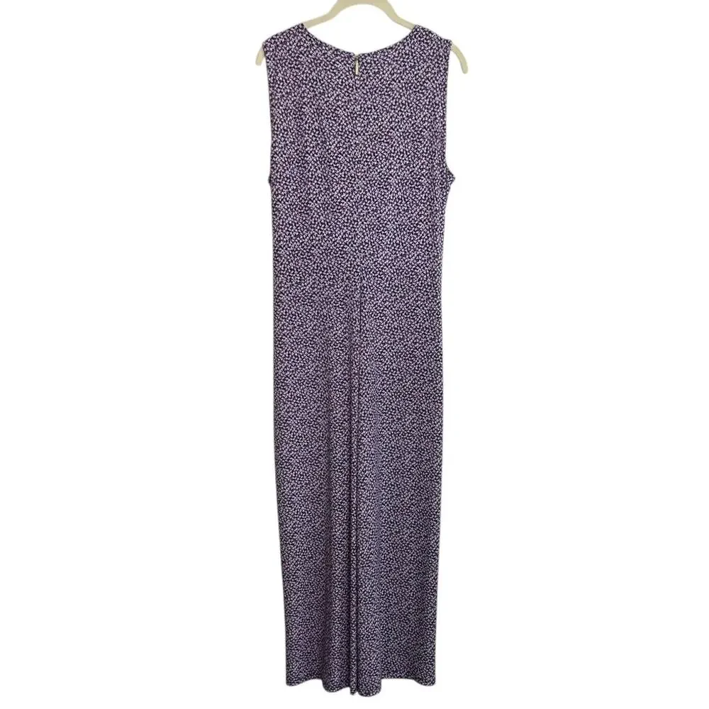 Michael Kors Floral Jumpsuit Twist Front Wide Leg Sleeveless Large Pink Navy